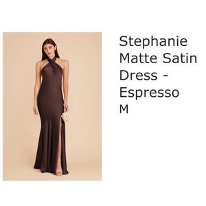 Birdy grey Stephanie satin espresso halter dress! Worn once!